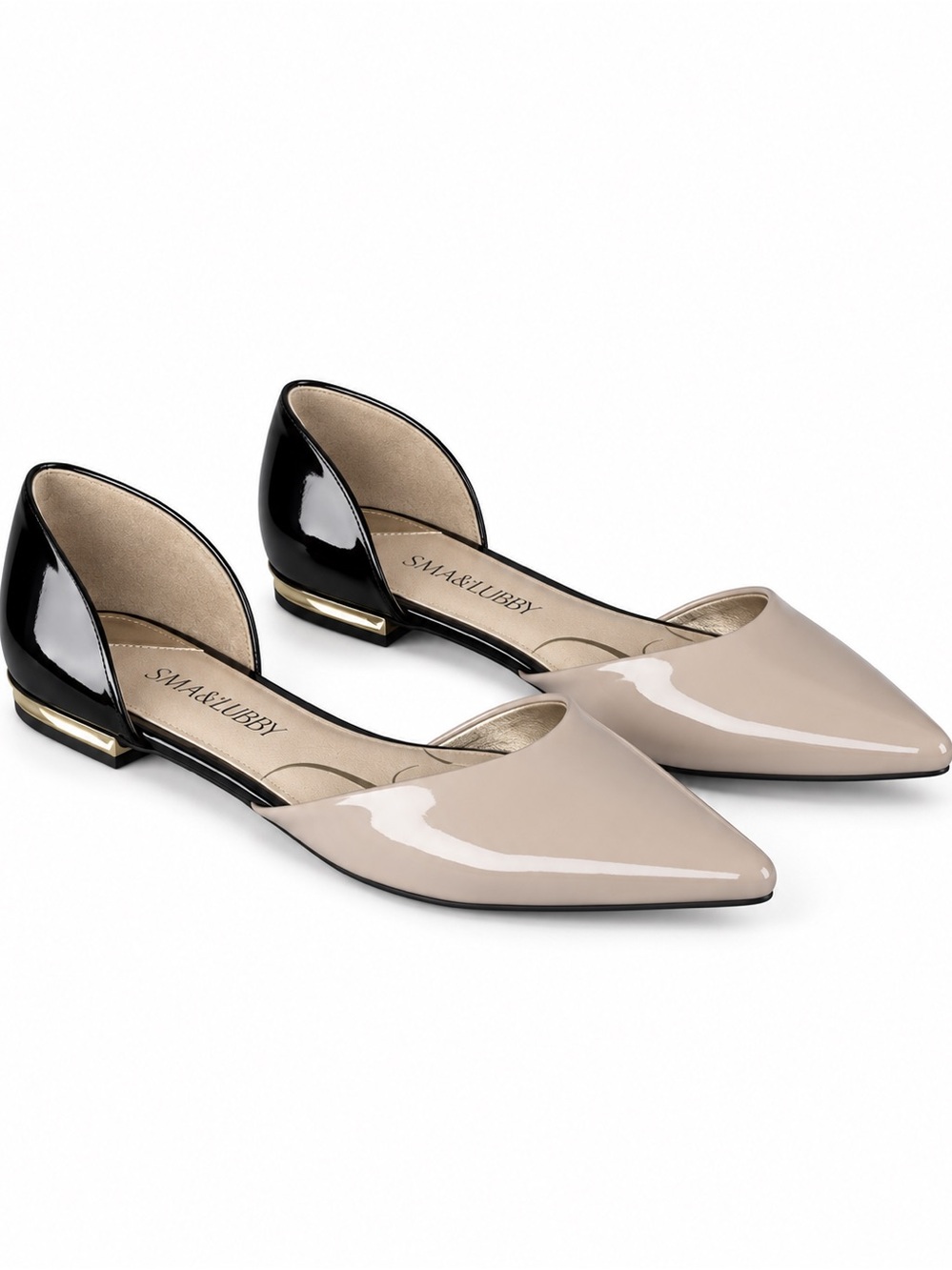 Sam & Libby Heidi Two Tone Women's Cream Pointed Toe Flats 9.5